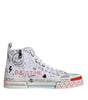 Dolce & Gabbana White Cotton Graffiti High Top Sneaker Shoes