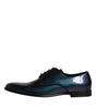 Dolce & Gabbana Peacock Patent Leather Derby Men Dress Shoes