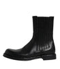 Dolce & Gabbana Black Horse Leather Mid Calf Boots Shoes