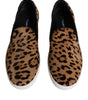 Dolce & Gabbana Brown Calfskin Fur Leopard Men Sneakers Shoes
