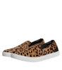 Dolce & Gabbana Brown Calfskin Fur Leopard Men Sneakers Shoes