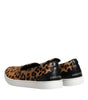 Dolce & Gabbana Brown Calfskin Fur Leopard Men Sneakers Shoes