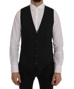 Dolce & Gabbana Black STAFF Cotton Striped Vest