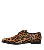Dolce & Gabbana Brown Leopard Derby Formal Men Dress Shoes