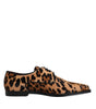 Dolce & Gabbana Brown Leopard Derby Formal Men Dress Shoes