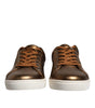 Dolce & Gabbana Gold Leather Logo London Men Sneaker Shoes