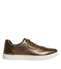 Dolce & Gabbana Gold Leather Logo London Men Sneaker Shoes