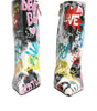 Dolce & Gabbana Multicolor Graffiti Keira Mid Calf Boots Shoes