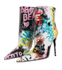 Dolce & Gabbana Multicolor Graffiti Keira Mid Calf Boots Shoes