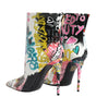Dolce & Gabbana Multicolor Graffiti Keira Mid Calf Boots Shoes