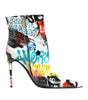 Dolce & Gabbana Multicolor Graffiti Keira Mid Calf Boots Shoes