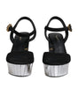 Dolce & Gabbana Black Mirror Heels Platform Sandals Shoes