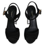 Dolce & Gabbana Black Mirror Heels Platform Sandals Shoes