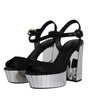 Dolce & Gabbana Black Mirror Heels Platform Sandals Shoes