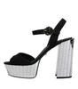 Dolce & Gabbana Black Mirror Heels Platform Sandals Shoes
