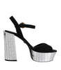Dolce & Gabbana Black Mirror Heels Platform Sandals Shoes