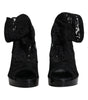 Dolce & Gabbana Black Stretch Taormina Lace Boots Shoes