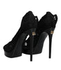Dolce & Gabbana Black Stretch Taormina Lace Boots Shoes