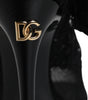 Dolce & Gabbana Black Stretch Taormina Lace Boots Shoes