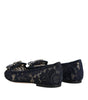 Dolce & Gabbana Blue Taormina Lace Crystals Flats Shoes