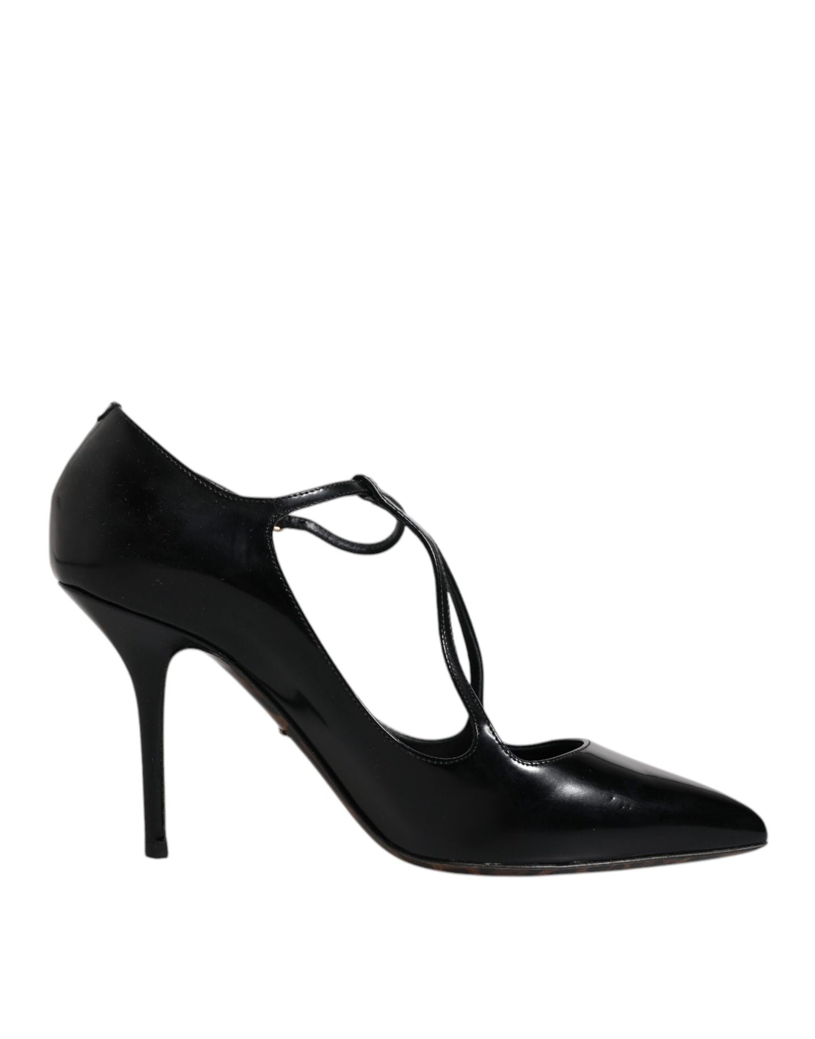 Chaussures à talons aiguilles Dolce & Gabbana en cuir noir à brides en T