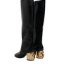 Dolce & Gabbana Black Patent Leather Vally High Boots Shoes