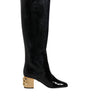 Dolce & Gabbana Black Patent Leather Vally High Boots Shoes