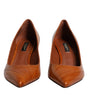 Dolce & Gabbana Brown Leather Kitten Heels Pumps Shoes