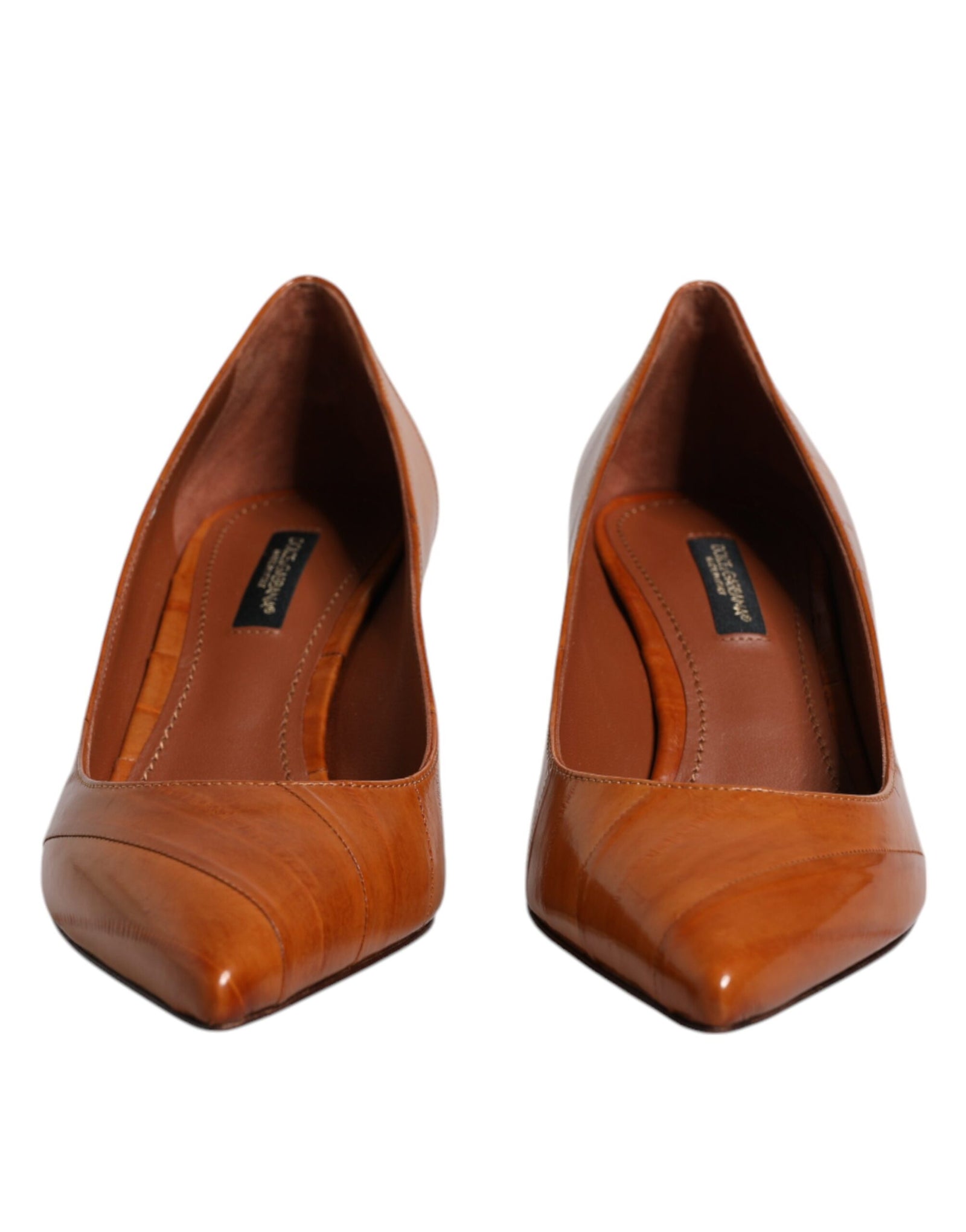 Escarpins à petits talons en cuir marron Dolce & Gabbana