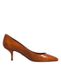 Dolce & Gabbana Brown Leather Kitten Heels Pumps Shoes