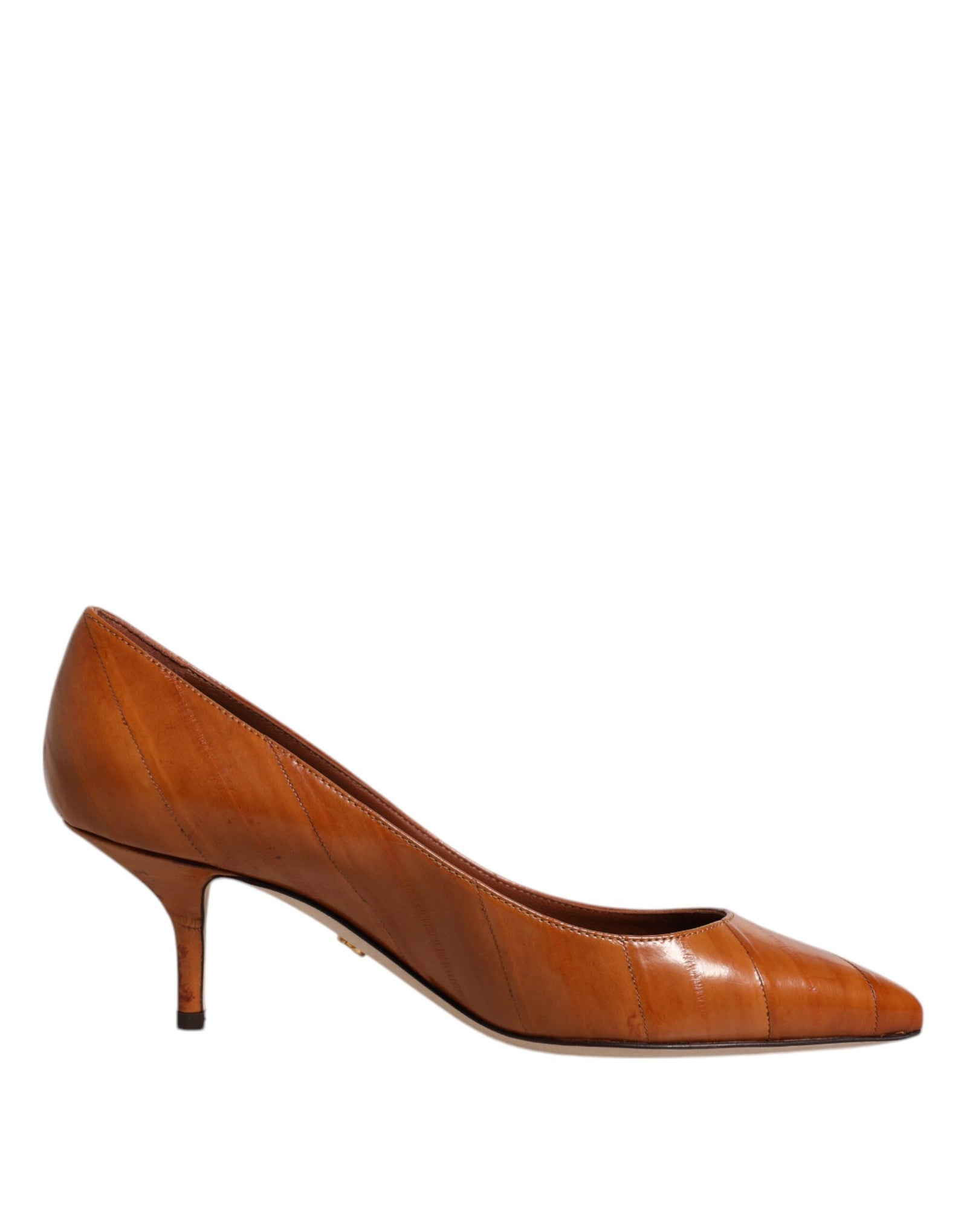 Escarpins à petits talons en cuir marron Dolce & Gabbana