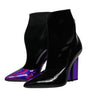 Dolce & Gabbana Purple Black Pointed Ankle Boots Shoes