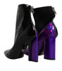 Dolce & Gabbana Purple Black Pointed Ankle Boots Shoes