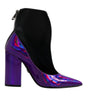 Dolce & Gabbana Purple Black Pointed Ankle Boots Shoes