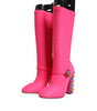 Dolce & Gabbana Pink Nylon Crystal Vally High Boots Shoes