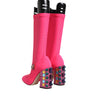 Dolce & Gabbana Pink Nylon Crystal Vally High Boots Shoes