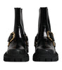 Dolce & Gabbana Black Leather Slip On Stretch Trekking Boots Shoes