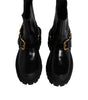 Dolce & Gabbana Black Leather Slip On Stretch Trekking Boots Shoes