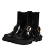 Dolce & Gabbana Black Leather Slip On Stretch Trekking Boots Shoes