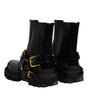 Dolce & Gabbana Black Leather Slip On Stretch Trekking Boots Shoes