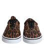 Dolce & Gabbana Brown Leopard Logo Print Cotton Sneakers Shoes
