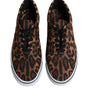 Dolce & Gabbana Brown Leopard Logo Print Cotton Sneakers Shoes