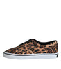 Dolce & Gabbana Brown Leopard Logo Print Cotton Sneakers Shoes