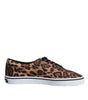Dolce & Gabbana Brown Leopard Logo Print Cotton Sneakers Shoes