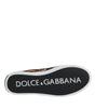 Dolce & Gabbana Brown Leopard Logo Print Cotton Sneakers Shoes
