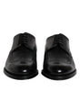 Dolce & Gabbana Black Leather Derby Wingtip Formal Shoes