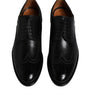 Dolce & Gabbana Black Leather Derby Wingtip Formal Shoes