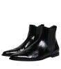 Dolce & Gabbana Black Leather Chelsea Men Ankle Boots Shoes