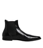 Dolce & Gabbana Black Leather Chelsea Men Ankle Boots Shoes