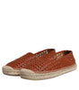 Dolce & Gabbana Maroon Woven Leather Men Espadrille Shoes